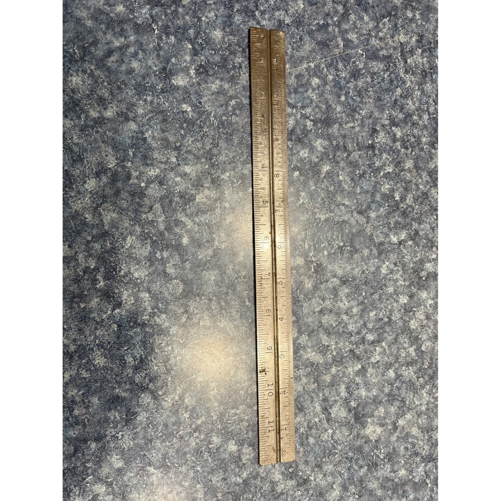 Vntg heavy Stainless Steel 12" Ruler Made in USA Metal Measuring Tool Utility